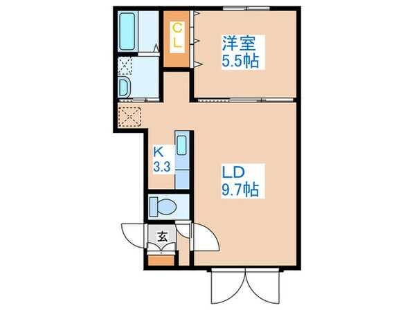 グランメ－ル西町北Ｂの物件間取画像